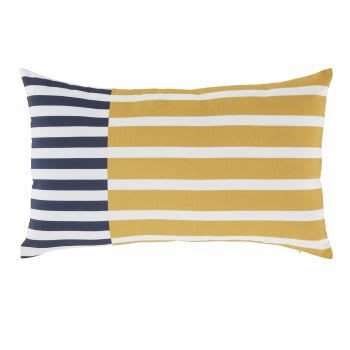 Oreiller, housse de coussin lin recyclé 60x60 motif tie and dye bleu marine