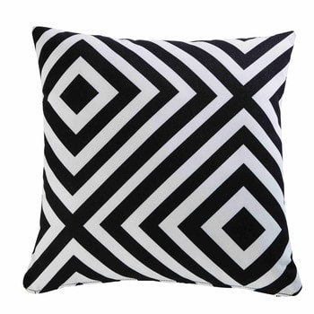 Nahira - Coussin de jardin motifs géométriques noirs et blancs 45x45 NAHIRA