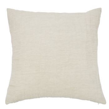 ALVILA - Coussin en gaze de coton recyclé et lin tissé beige 60x60