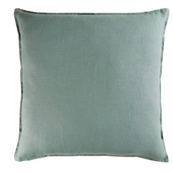 Coussin en lin lavé vert jade 60x60, OEKO-TEX®