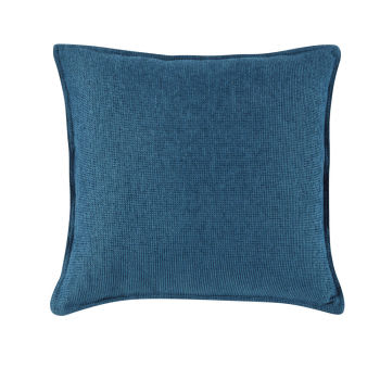 CHENILLE - Coussin en velours bleu paon 60x60