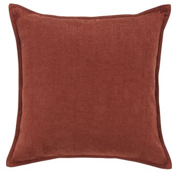 CHENILLE - Coussin en velours de polyester recyclé chenillé rouge brique 45x45