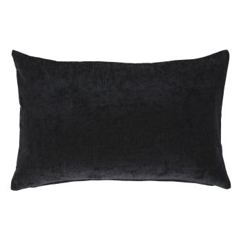 BELUGA - Coussin en velours de polyester recyclé noir charbon 40x60