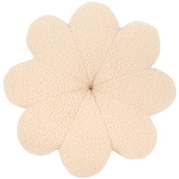 Daphne - Coussin fleur en tissu bouclettes écrues D35