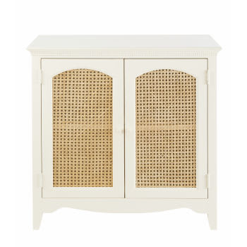 Debbie - Credenza bassa lunga a 2 ante in cana bianco sporco