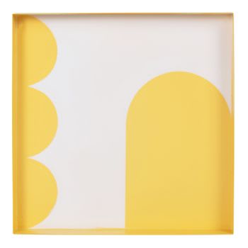 CRUZ - Rechthoekig dienblad van gerecycleerd ijzer, wit en geel