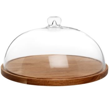Cupola per formaggi in vetro e legno di acacia