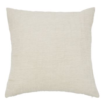 Cuscino in garza di cotone riciclato e lino intessuto beige 60 x 60 cm