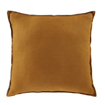 Cuscino in lino lavato giallo senape 60x60 cm