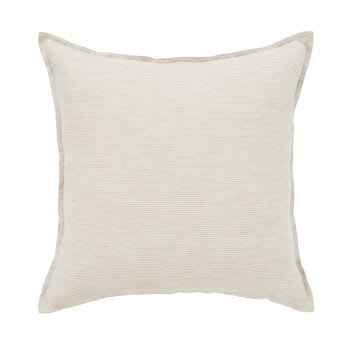 Cuscino in lino lavato intessuto a righe beige 45x45 cm