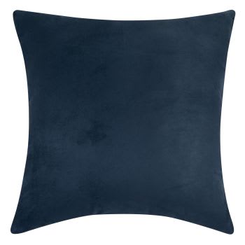 Cuscino in similpelle scamosciata blu navy, 60x60 cm