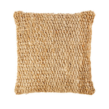 SOLAIRE - Cuscino intessuto in iuta e cotone beige 45x45cm