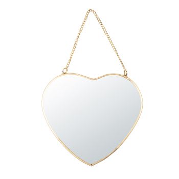 DAISY - Lot de 2 - Miroir cœur en métal doré 13x13