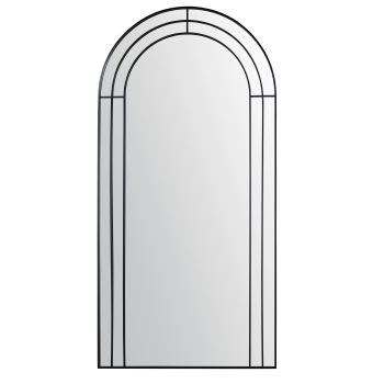 DANIE - Espejo grande en arco de metal negro 90 x 180