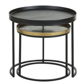 DANIELA - Tavolini da salotto in alluminio e metallo riciclato nero e dorato (2)