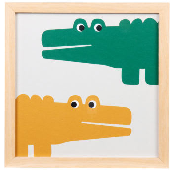 Zoo - Déco murale affiche imprimé crocodiles vert et orange 25x25