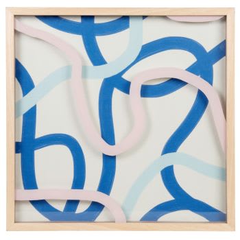 HANA - Déco murale bleue, rose et blanche 45x45