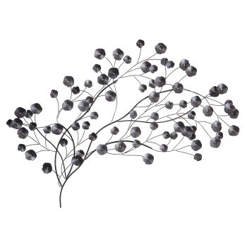 KIMI - Déco murale fleurs en métal noir 136x73
