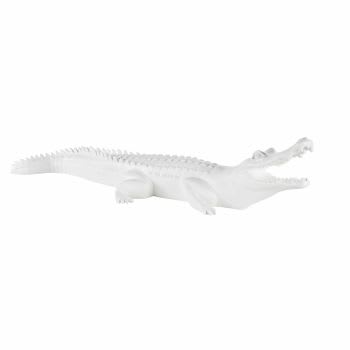 Peter - Decoração de crocodilo branco mate comprimento 88 cm