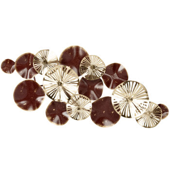 OLIVIA - Decoração de parede com círculos em metal dourado e vermelho
