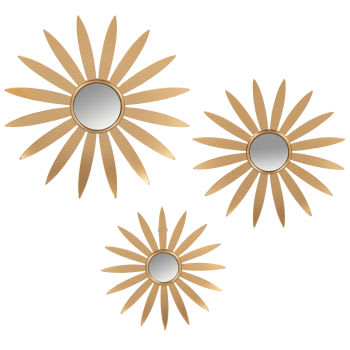 ARABA - Decoraciones de pared de metal dorado y espejo (x3) D. 24