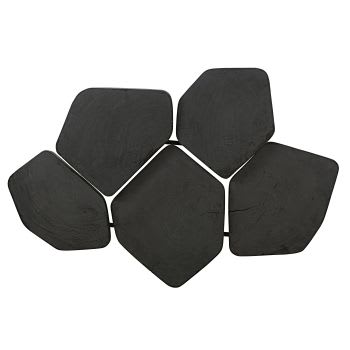 CYRUS - Decorazione da parete a 5 elementi in legno scurito e metallo