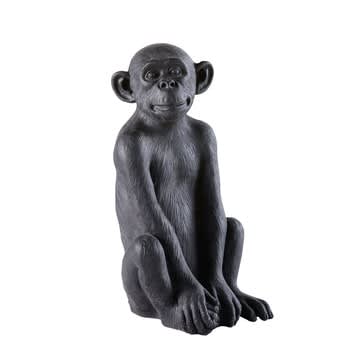 Little Gandhi - Decorazione da giardino scimmia in resina nera, h 56 cm