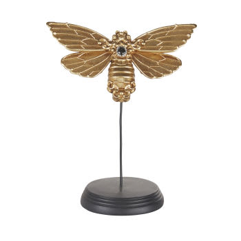 Deko-Element Schmetterling aus schwarzem und goldfarbenem Kunstharz, H21cm