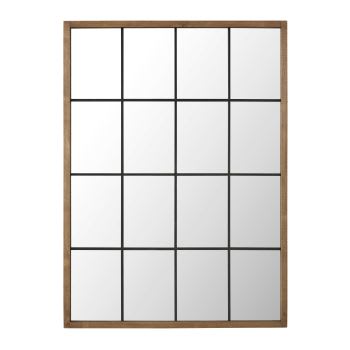 DENYS - Espelho janela de madeira de pinho e metal efeito envelhecido 121x165
