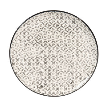 Chiang Mai - Set aus 6 - Dessertteller aus weißer Keramik mit schwarzen grafischen Motiven