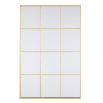 DORIS - Miroir fenêtre rectangulaire en métal doré 80x120
