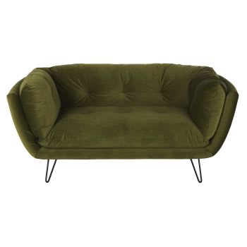 Dot - 2/3-Sitzer-Sofa mit moosgrünem Samtbezug