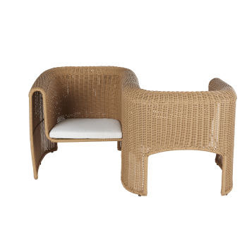 Moraira Business - Double fauteuil de jardin professionnel en résine beige et polyester recyclé écru