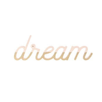 DREAM - Decoración de pared palabra rosa y dorada 48x13