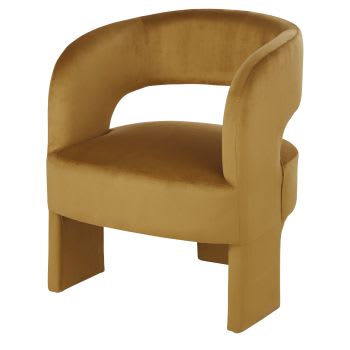 Sheep - Dreibein-Sessel mit ockerfarbenem Samtbezug