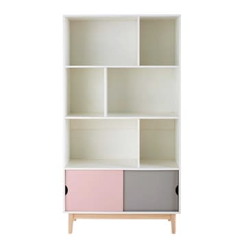 Blush - Driekleurige boekenkast met 2 deurtjes