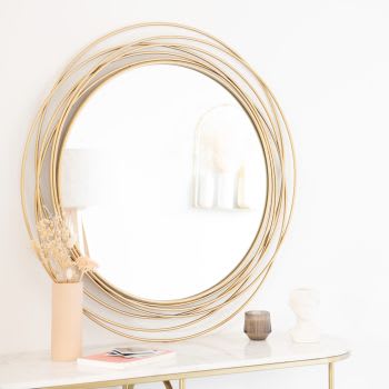 Miroir rond en bois flotté SUN • Boudoir du Monde