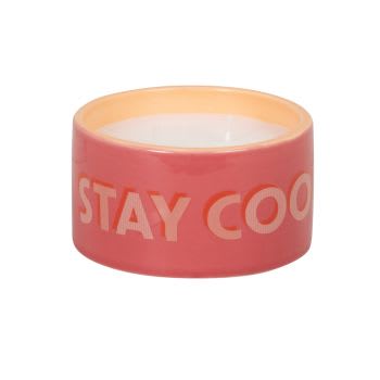 STAY COOL - Duftkerze in Dolomitgefäß, rosa und orange