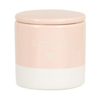 Set aus 2 - Duftkerze in Keramikgefäß, weiß und rosa