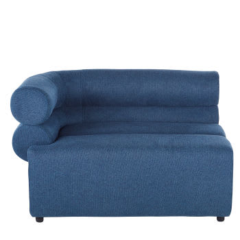 Eckelement für modulares Sofa für gewerbliche Nutzung mit recyceltem, blauem Stoffbezug