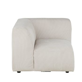 Eckelement für modulares Sofa mit Bezug aus beigefarbenem Cordsamt
