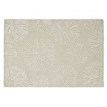 ODENSE - Ecru en grijs en uitgesneden wollen tapijt 140 x 200 cm