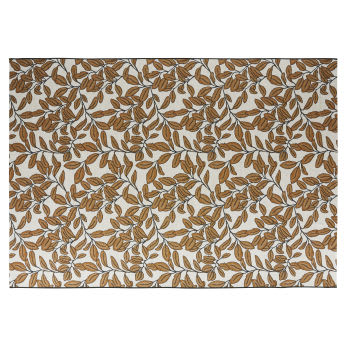 RANDERS - Ecru en karamelkleurig jacquard geweven tapijt met plantenprint 160 x 230 cm
