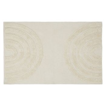 LOTARO - Ecru tapijt van geweven biokatoen met getufte grafische motieven 140 x 200 cm