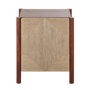 EDOUARD - Petit meuble de rangement en bois d'acacia et jute 2 portes marron