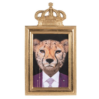 EDWARD - Rahmen mit Leopardenporträt aus goldfarbenem Kunstharz
