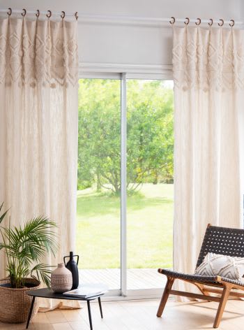 NAZIMA - Einzelner Vorhang mit Ösen aus getufteter Baumwolle, beige, 105x240cm
