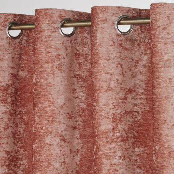 Einzelner Vorhang mit Ösen aus rosa Samt, 140x300cm