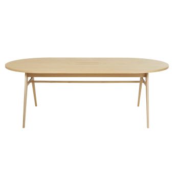 Eko Business - Beige ovale eikenhouten vergadertafel voor professioneel gebruik met 6/8 zitplaatsen L220