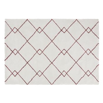 ELSULA - Alfombra de estilo bereber afelpada en terracota y blanco, 160x230